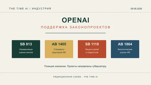 Редакционная схема: OpenAI поддерживает четыре законопроекта Калифорнии — SB 813, AB 1405, SB 1119 и AB 1864